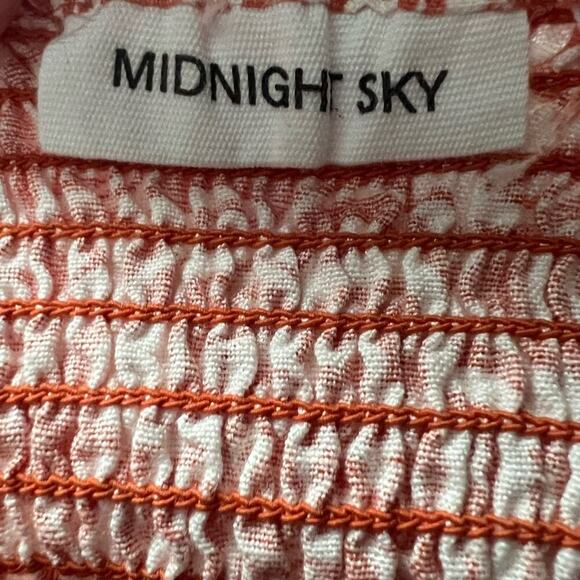 Midnight Sky Orange and Cream Floral Crop Top- Size Large - Picture 7 of 7